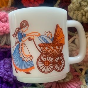 Vintage Glasbake Milk Glass Mug Love Is Another Word For Mother MCM EUC